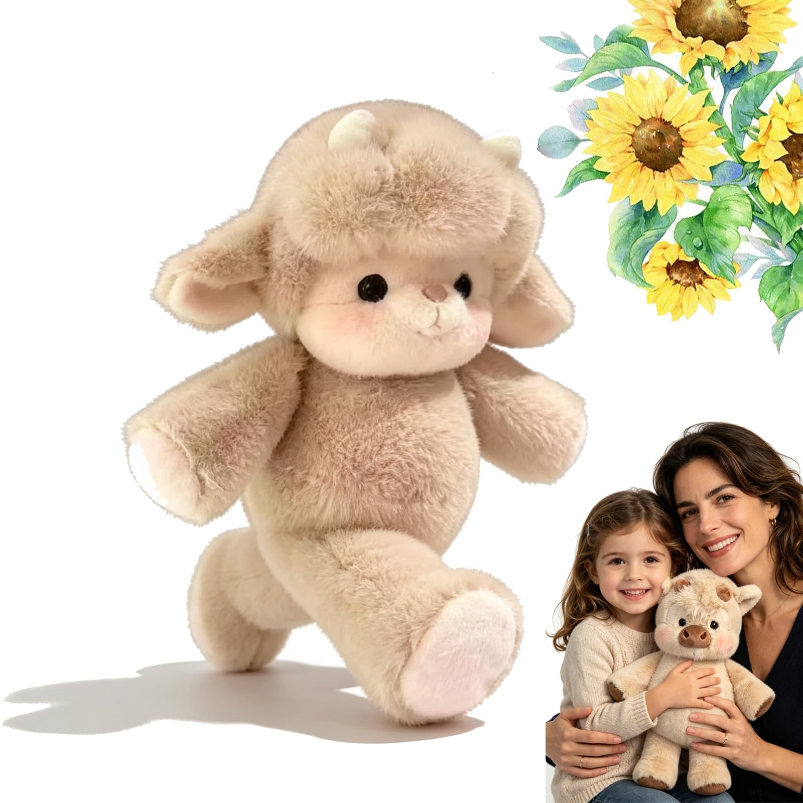 GXHNB Running Cow Plush 45/60cm, Running Plush for Stress Relief and Emotional Support, Cute Running Sheep Cuddly Toy Stuffed Animal Home Decor for Girls, Boys, Men and Women (Mouton-brun,45cm) — image 1