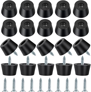 20PCS Rubber Feet for Cutting Board,Rubber Feet with 20 Steel Matching Screws Round Anti Slip Rubbers Foot Pad Anti Slip Furniture Pads,Suitable for Furniture Electronic Equipment KitchenBlack