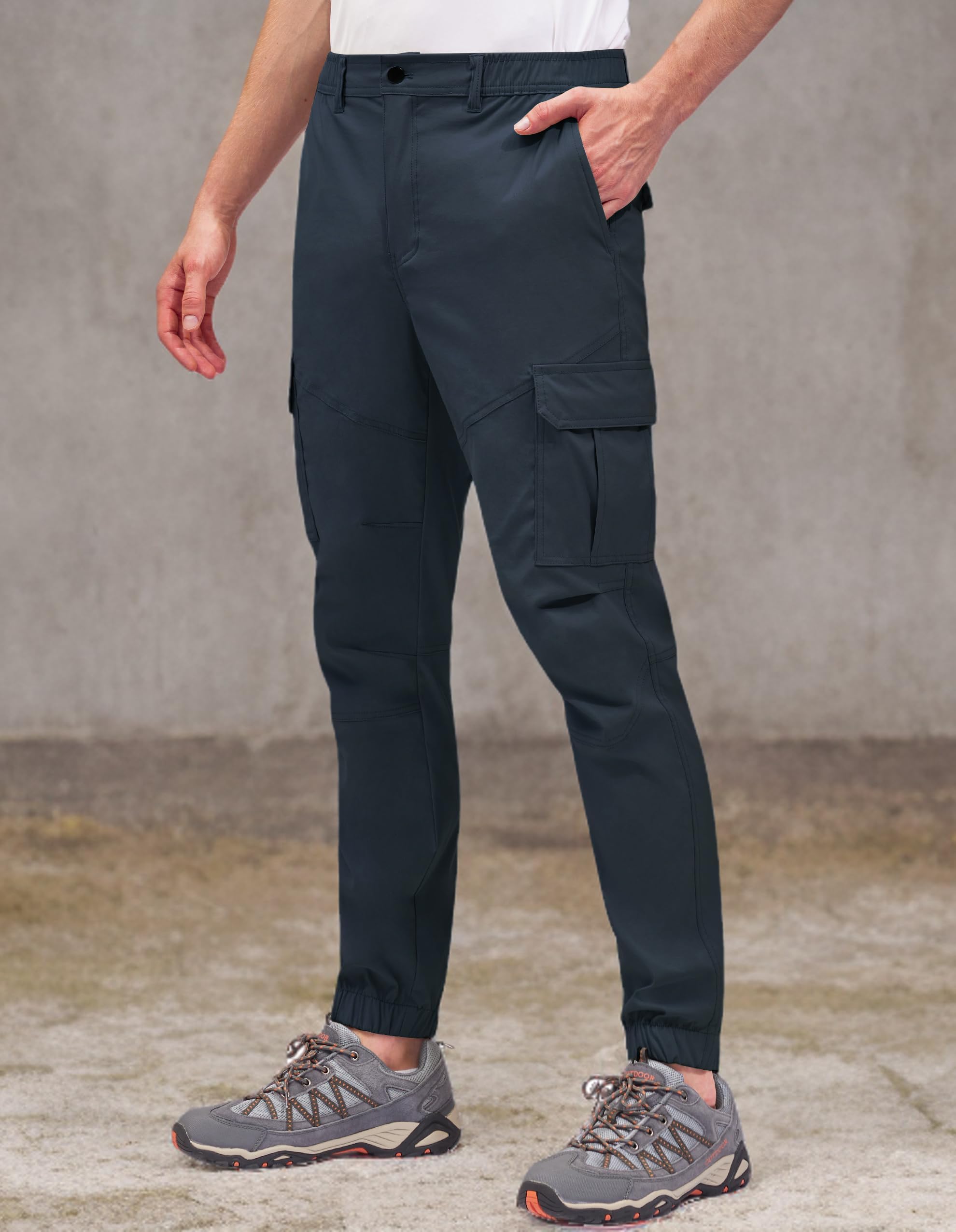 PULI Pantalon cargo de randonnée pour homme, coupe ajustée, extensible, pour jogging, cyclisme, extérieur, avec poches - bleu - 46