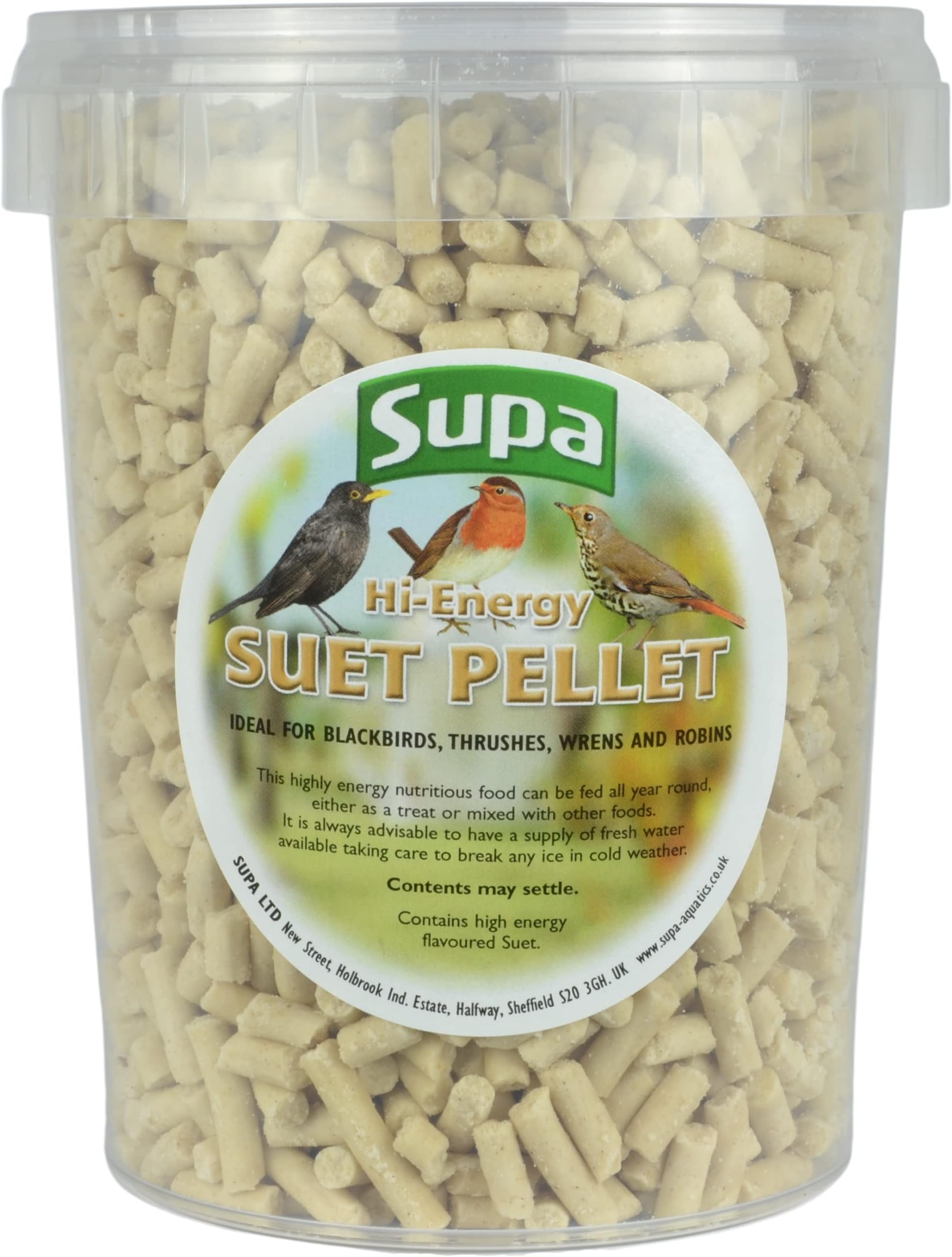 Supa Mealworm Suet Pellets for Wild Birds, 1 Litre Bucket | High Energy Protein Rich Treat For Garden Birds | Attract More Birds To Your Garden | Quality Wild Bird Food