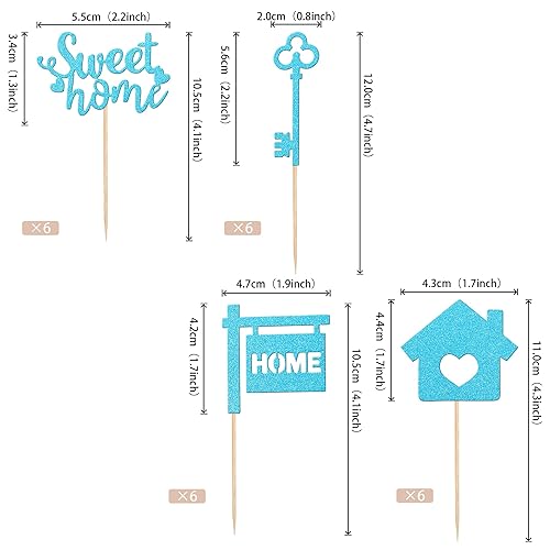 Miniatura 23 de 36 piezas de decoración para cupcakes con purpurina para inauguración de la casa, para bienvenida, nuevo hogar, fiesta, decoración de pasteles