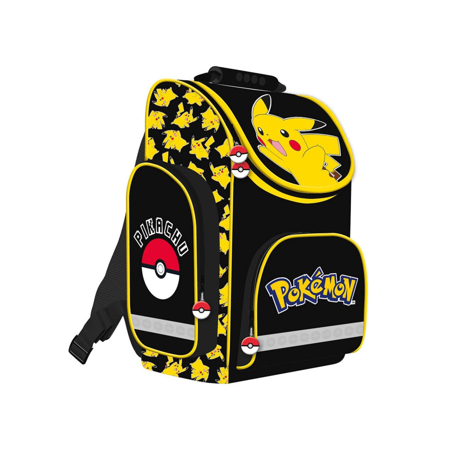 St. Majewski - Schulranzen für Jungen und Mädchen, 4er-Set - Schul-Rucksack für Kinder mit Federmäppchen - Schuhbeutel und Hausaufgabenheft- Pokemon Motiv