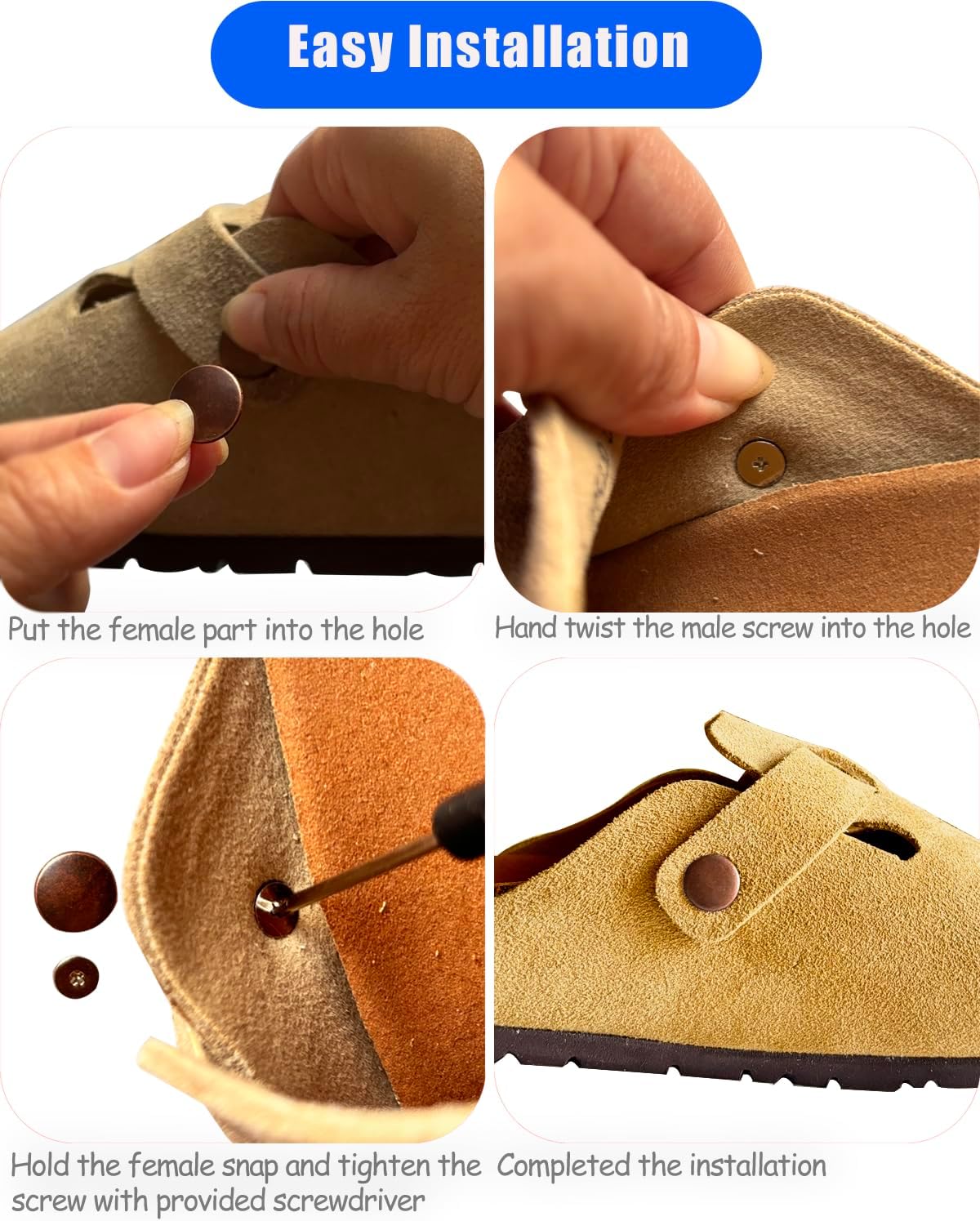 Lopau Replacement Rivets for Boston Tokio Mules Clogs Shoes, Replacement Button for Suede Cork Clog Potato Shoes, Footbed Clogs Repair Parts Women Men