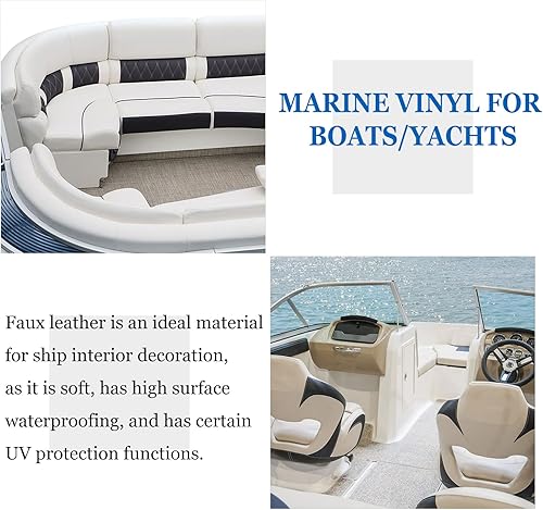 Miniatura 8 de Tela marina de vinilo de cuero sintético, almohadillas interiores de repuesto para barcos y techos, más suave y duradera (48 x 55 pulgadas, gris)