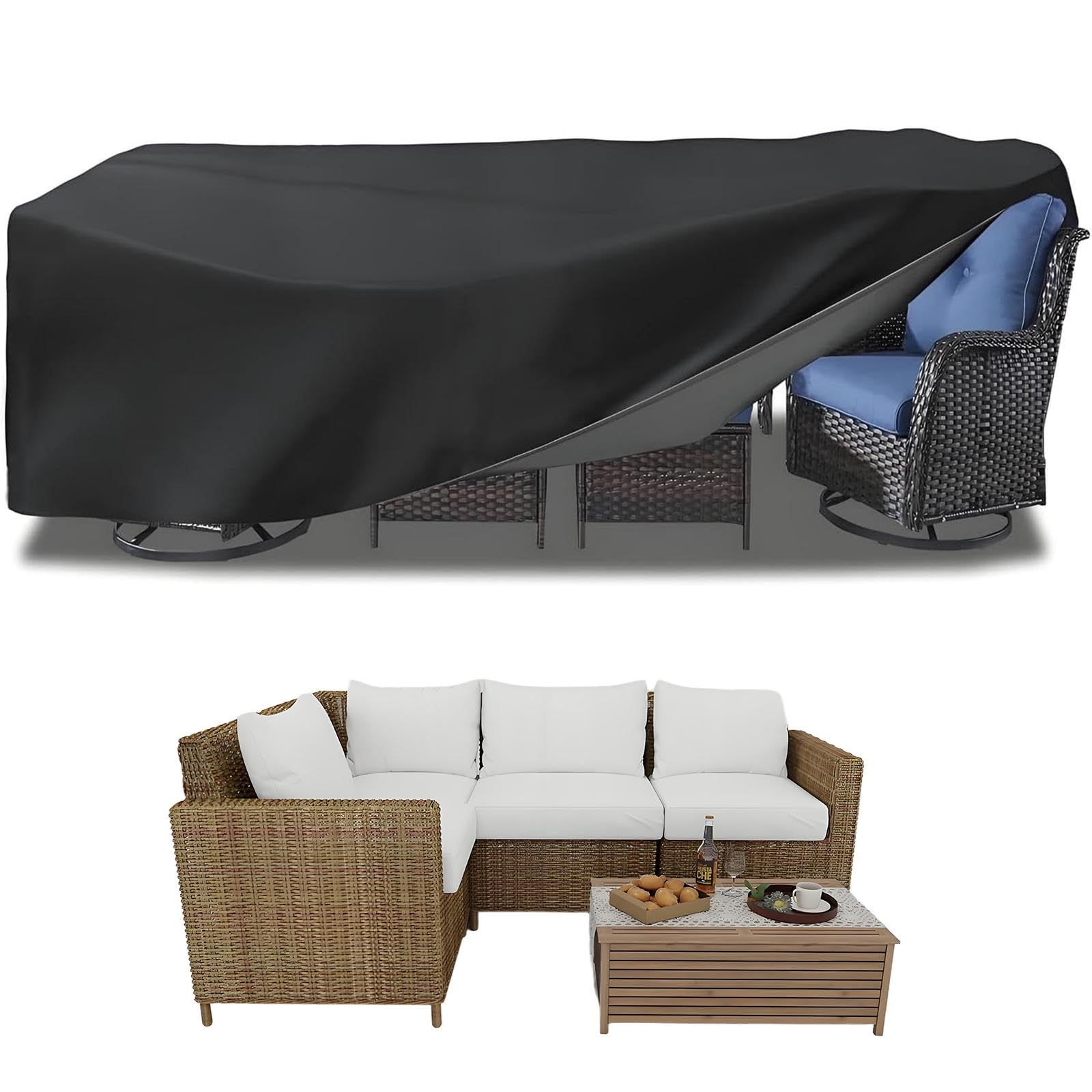 Housse de protection pour meubles de jardin en tissu noir ultra résistant