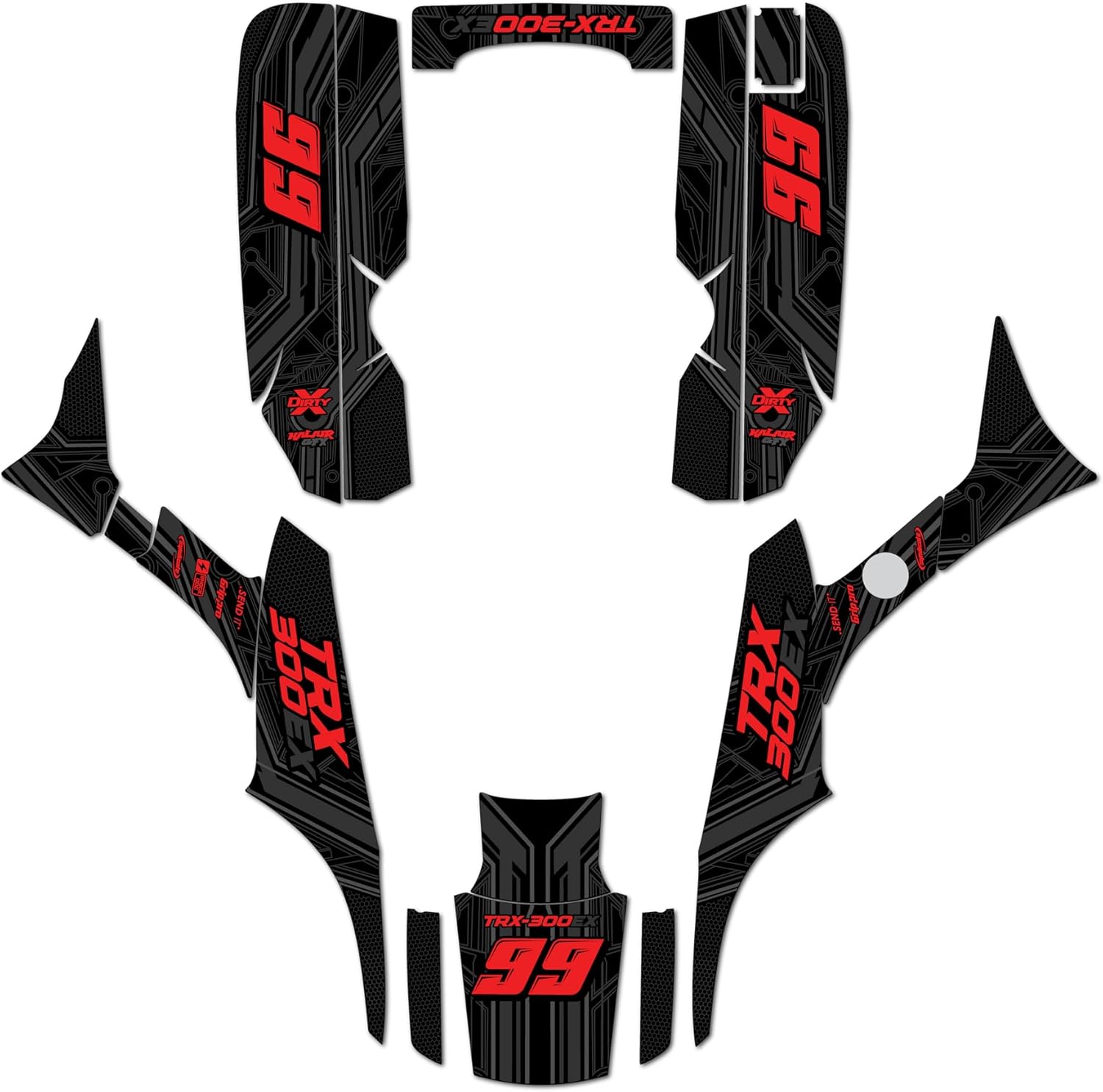 Graphics Kit for Honda TRX 300EX (1993-2006) Electron Series Magenta 21 Mil - Pro Edition - ATV UTV Dirt Bike Stickers, Quad Dirtbike Racing Decal Automotive Accessories no-Plastics