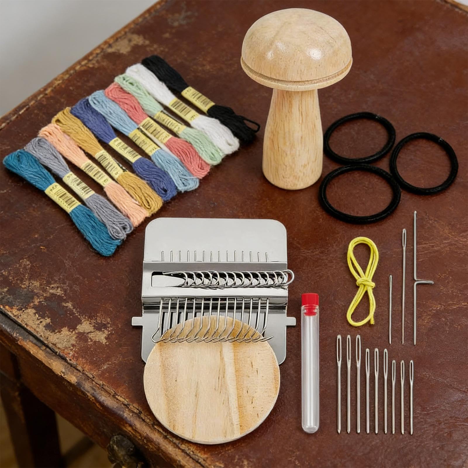 zwxqe Knit Patch Kit, Portable Darning Tool, Quick Fabric Repair Weaving Maker, Easy Mushroom Patch Sewing Solution, Hand Knit Repair Device for Clothes Socks Jeans Sweaters