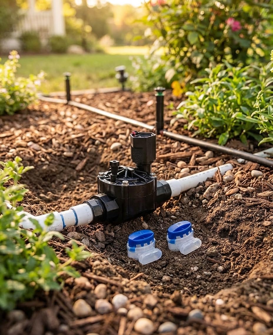 Bewässerungs-Magnetventil 100-HV Rain Bird 1 Zoll 9 V für Batterie-Programmierer + 2 wasserdichte Anschlüsse zur Isolierung der Anschlüsse