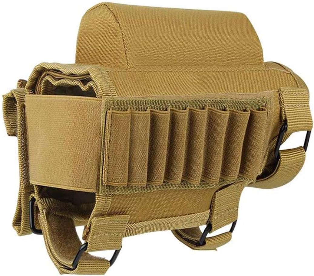 AIRSSON Tactical Rifle Cheek Rest Holder with 2 Molle Pouch for 8 Grid Shells and 2 Different Heights Cheek Leather Pad .22 .223 Cal .308 30-06 .300 .303 & 7.62mm : Sports & Outdoors
