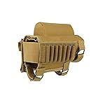 AIRSSON Tactical Rifle Cheek Rest Holder with 2 Molle Pouch for 8 Grid Shells and 2 Different Heights Cheek Pad .22 .223 Cal .308 30-06 .300 .303 & 7.62mm