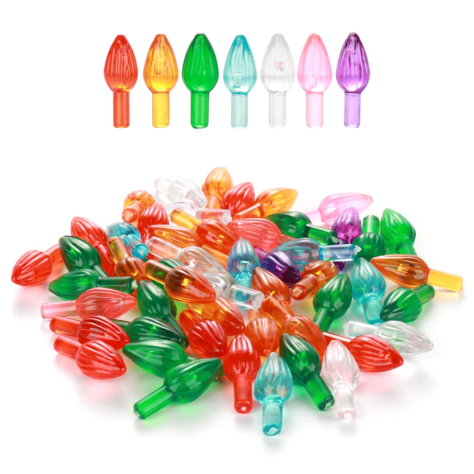 RESOYE Ceramic Christmas Tree Replacement Lights, 100Pcs Multicolors Plastic Twist Light Ornaments Replacement Bulbs for Holiday Decor