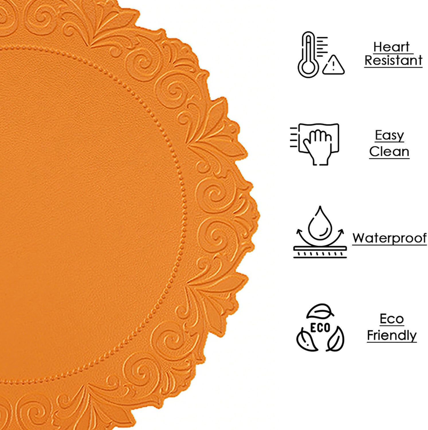 6 PCS Faux Leather Placemats Set Heat Resistant Non-Slip Easy Wipe-Clean Stylish Practical Table Mats with Embossed Patterns for Everyday Dining Special Occasions