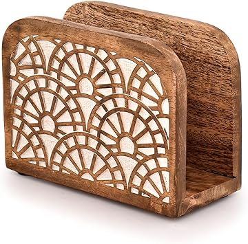 Napkin Holders Mango Wood Tabletop Freestanding Tissue Dispenser,Wooden Napkin Holder Dispenser For Tables Kitchen Office Accessories for Restaurants, Dining Home 5.5" X 2.5" X 4"