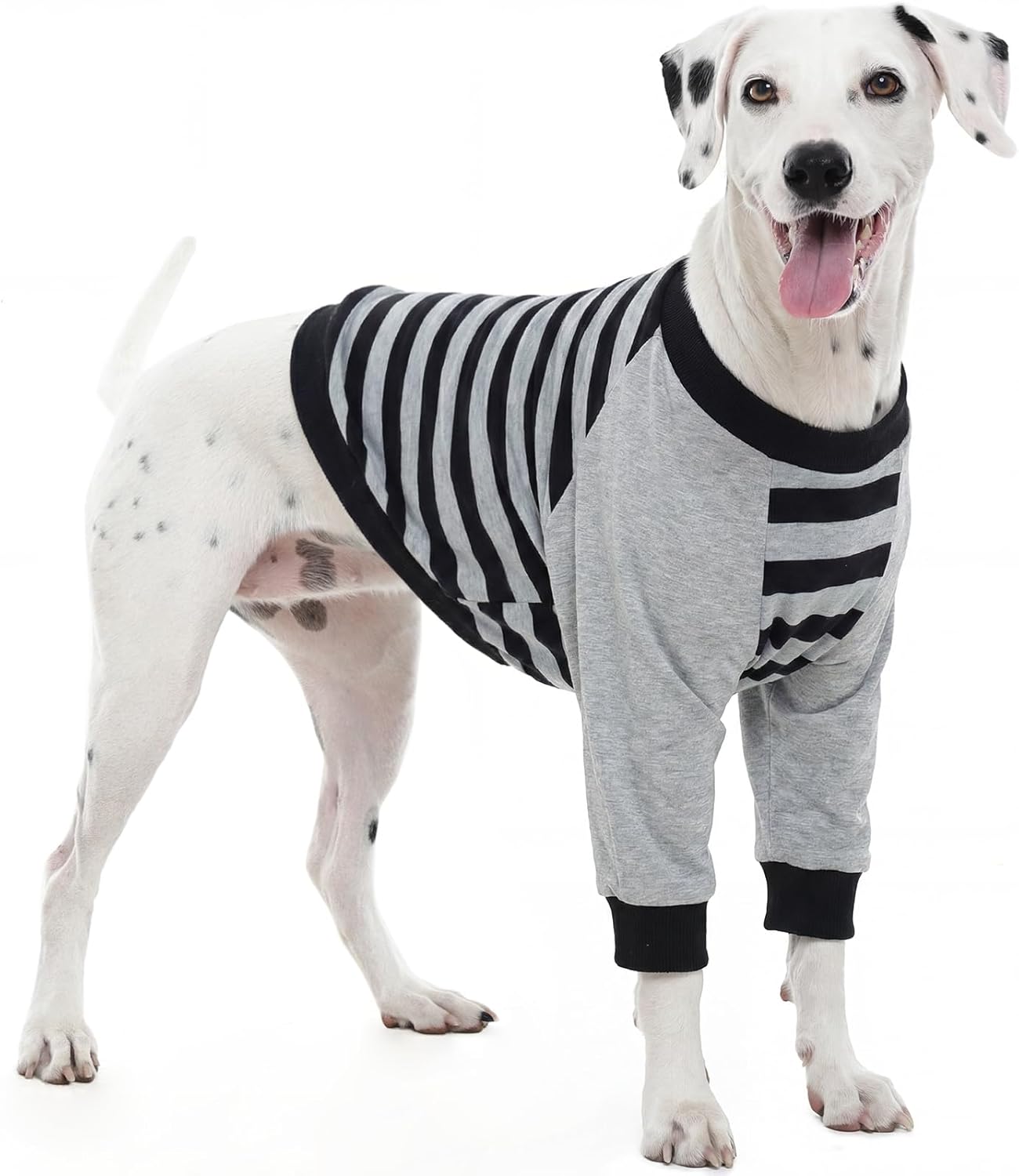 FUAMEY Dog Recovery Sleeve with Elbow Protector,Dogs Shirt Stop Licking Joints,Pet Long Sleeve Suit Protecting Dog’s Front Leg Arm Wounds Cover Skin Conditions Black Stripes L
