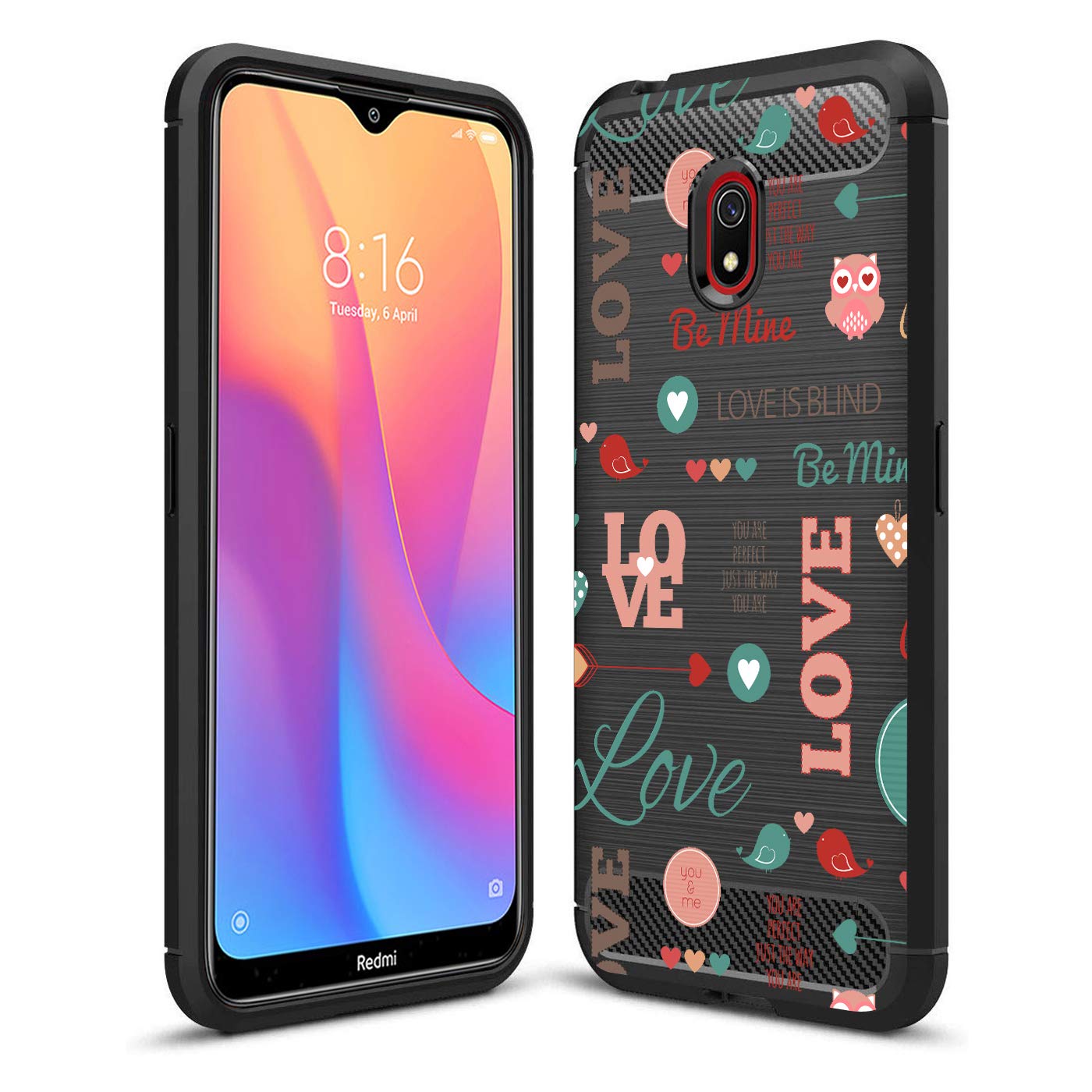 Fashionury BE Mine Designer Printed Rugged Armor Soft Rubber Back Cover Case for Xiaomi Redmi 8A
