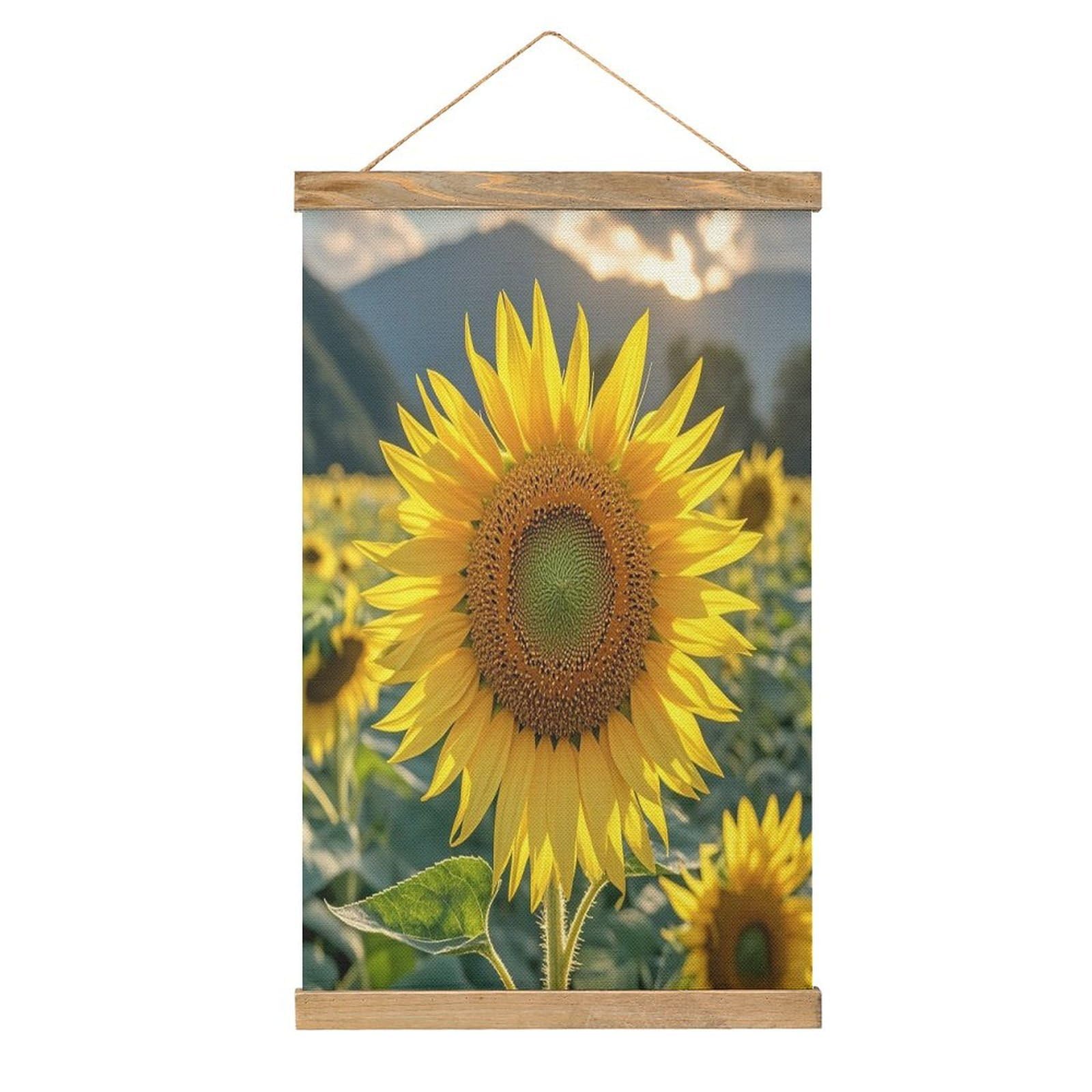 FekiLoot The Most Beautiful Sunflower Wall Art Poster Hanger Frame Linen Wall Art Decor Vintage Hanging Poster Hanging Wall Decor Rustic Retro Wall Art Print for Living Room Decor 20.4 X 13.1Inches