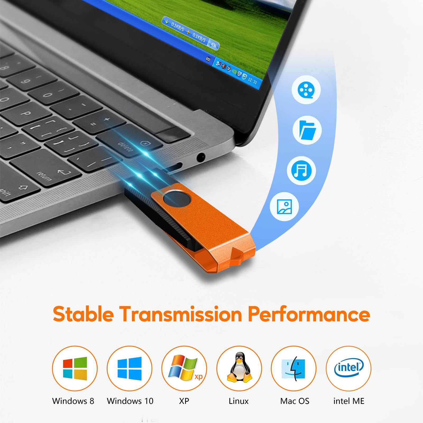 TEWENE Memoria USB de 32 GB, paquete de 10 unidades flash USB 3.0 | USB 3.0, carcasa giratoria, portátil, ampliamente compatible