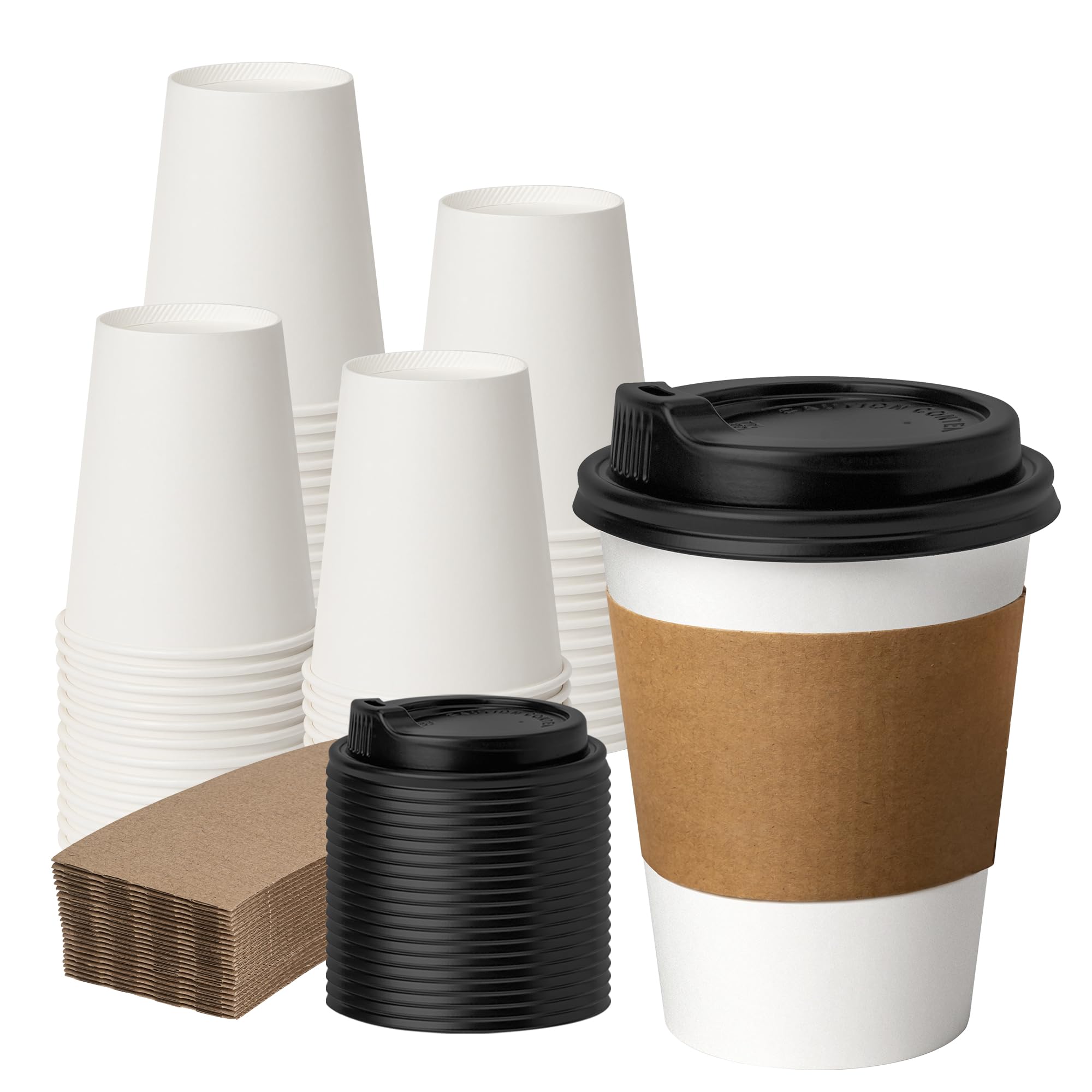 METAPRINT 100 Pack 16 oz Disposable Coffee Cups with Lids and Sleeves — Amazon image 13