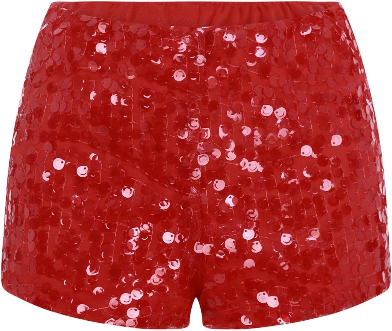 Freebily Womens Micro Shorts Sequin Mini Shorts Mesh Layer Fully Lined Short Hot Pants for Dance