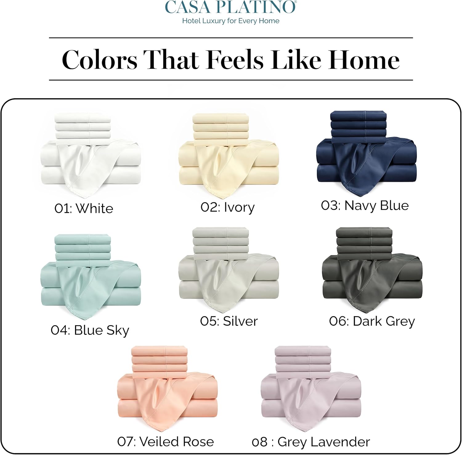 Casa Platino 100% Egyptian Cotton Sheets Queen Size Set - 6 Pcs (1 Flat, 1 Fitted, 4 Pillowcases) - 1000 Thread Count - Ultra Smooth Sateen Weave Bed Sheets Set with 15" Deep Pockets - Dark Grey Queen 06: Dark Grey image 9 of 9 B0DZXTQ6KP