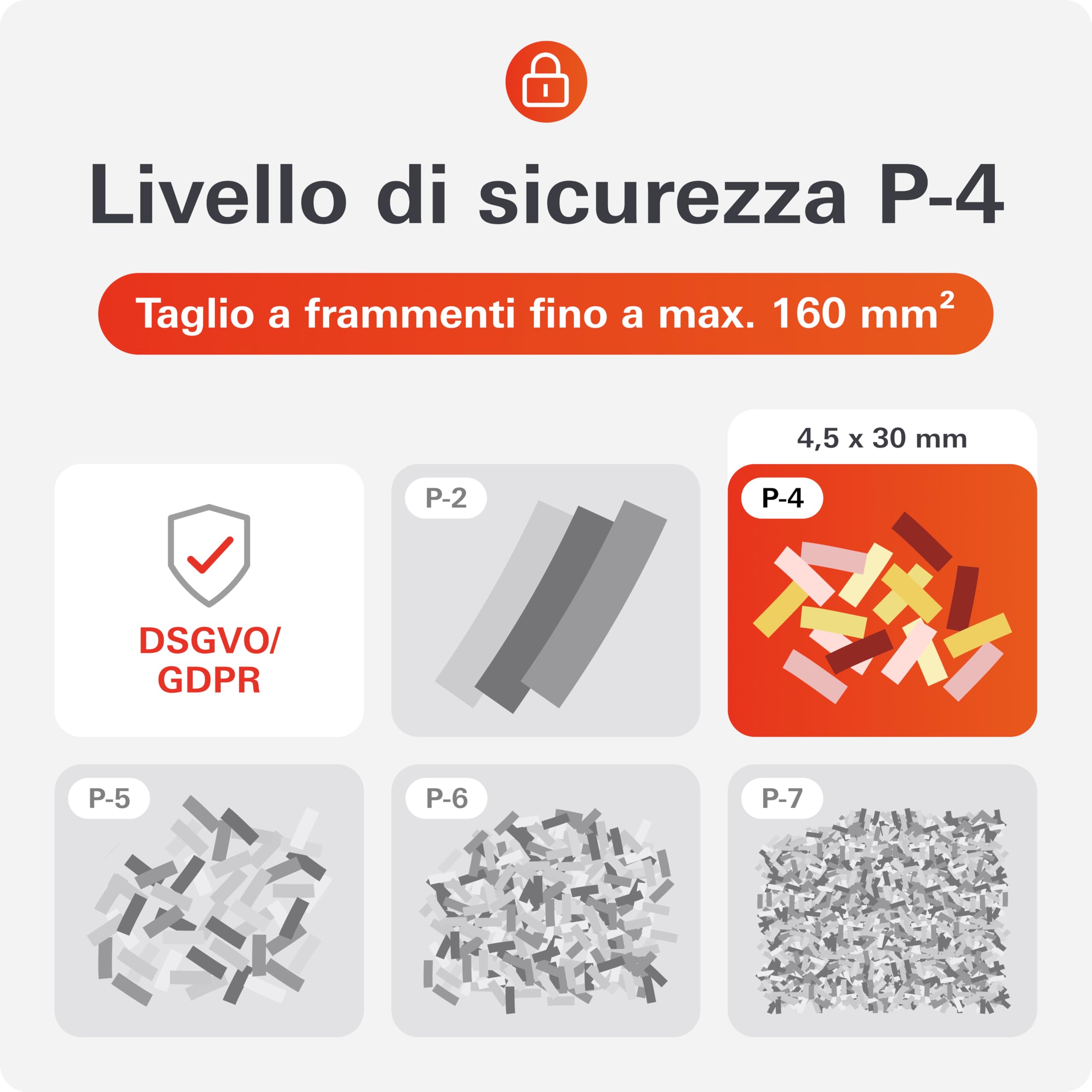 HSM shredstar X10 1045111 Distruggidocumenti da 4,5x30 mm, Bianco argento, taglio a frammenti