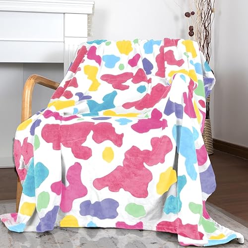 Manta con estampado de vaca, suave y cálida, manta ligera de vellón con estampado de vaca, sofá, dormitorio, sala de estar, camping, manta de viaje, disponible en Yaxa Colombia