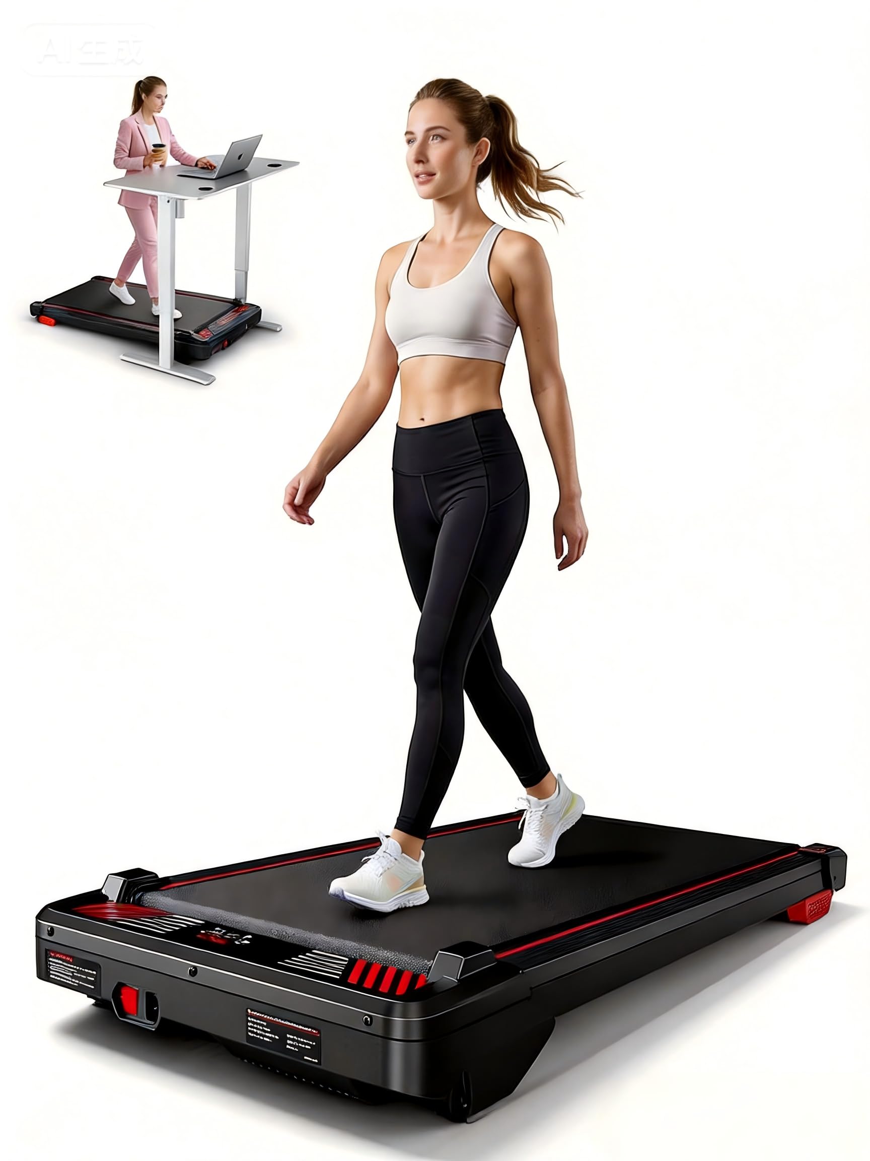 Walking Pad Treadmill, BestGod Incline Under Desk Treadmill 330lbs Capacity, 2.5HP Portable Treadmills for Home, Compact Treadmills Mini Running Machine with Remote Control