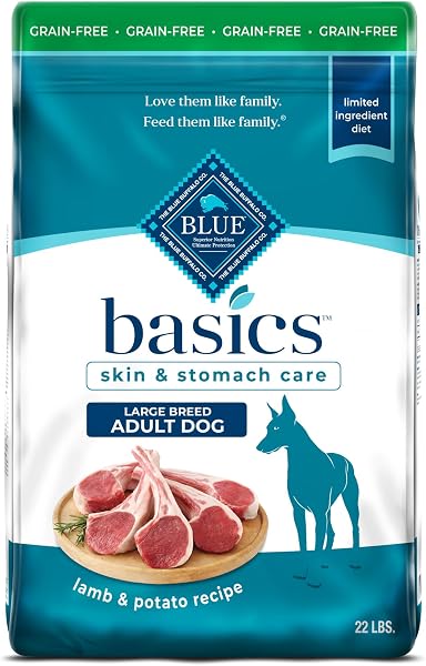 Blue Buffalo Basics Adult Large Breed Grain-Free Dry Dog Food for Skin & Stomach Care, Limited Ingredient Diet, Made in