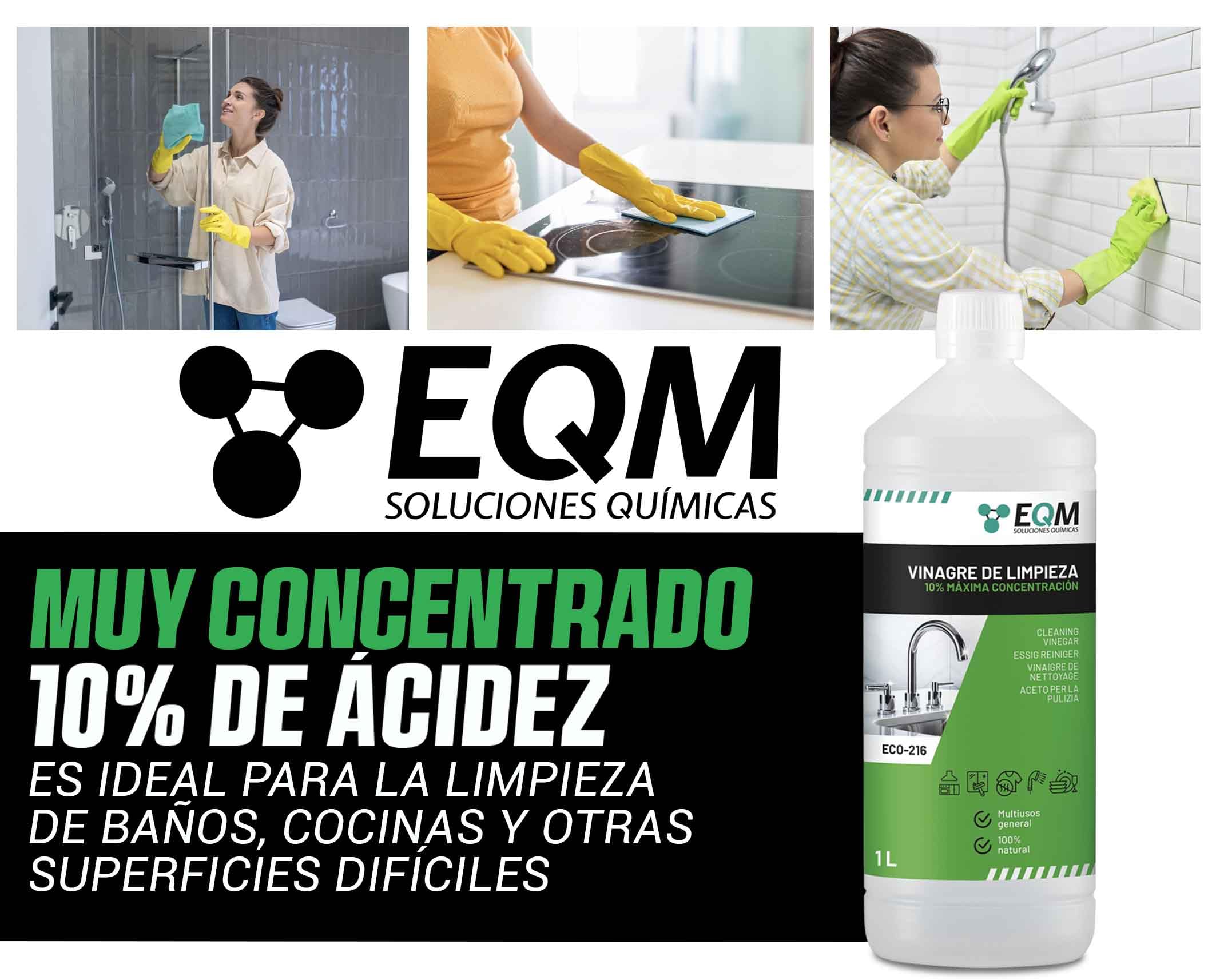Vinagre de Limpieza Concentrado 1L 10º Acidez 100% Natural Limpiador Multiusos Hogar