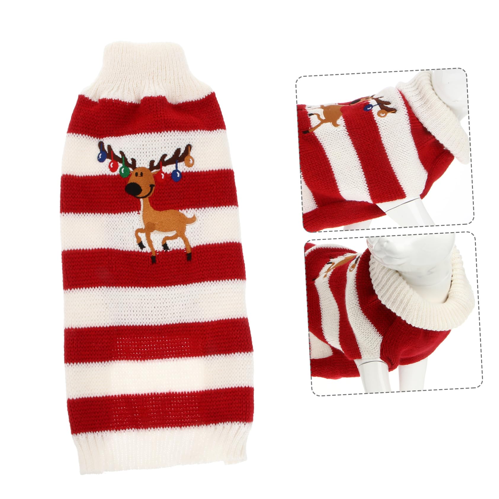 SUPVOX Pull Tricoté pour Chien Rouge Motif Cerf sans Manches en Fibres Acryliques, Vêtement d'hiver pour Célébration de Noël et Fêtes Festives