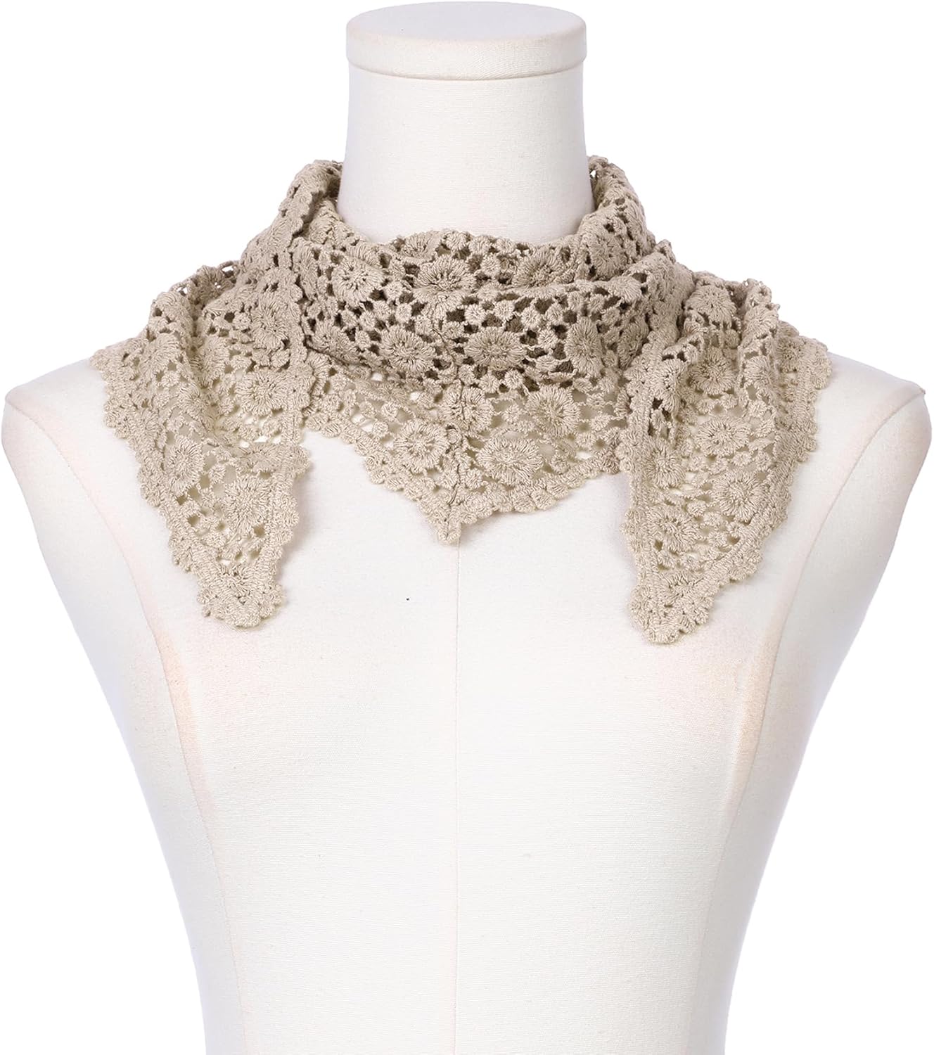 Floral Cotton Crochet Mantilla Scarves, Little Shawl Cape Triangle Head Covering Church Veil for Mass Wedding - Image 2