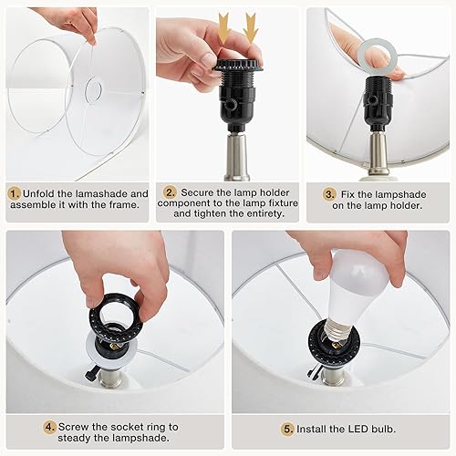 Miniatura 7 de Luvkczc Juego de 2 lámparas de mesa de cerámica, modernas lámparas de mesa de cerámica para dormitorio, lámparas de mesita de noche con temperatura