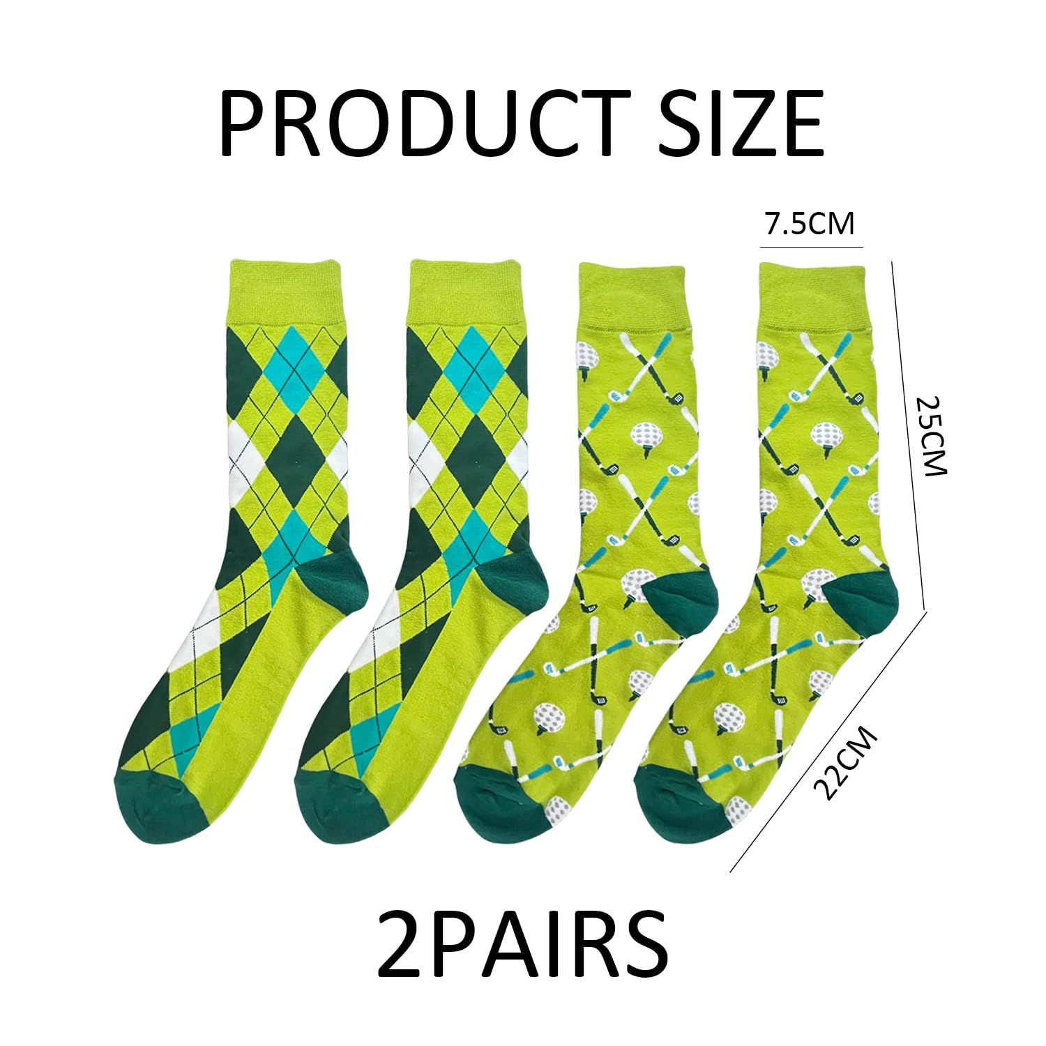 SLEEKEE 2 Paia Di Calzini Con Motivo Golf, Calzini Dal Design Creativo, Calzini Divertenti, Calzini Regalo, Calzini Elastici Comfort