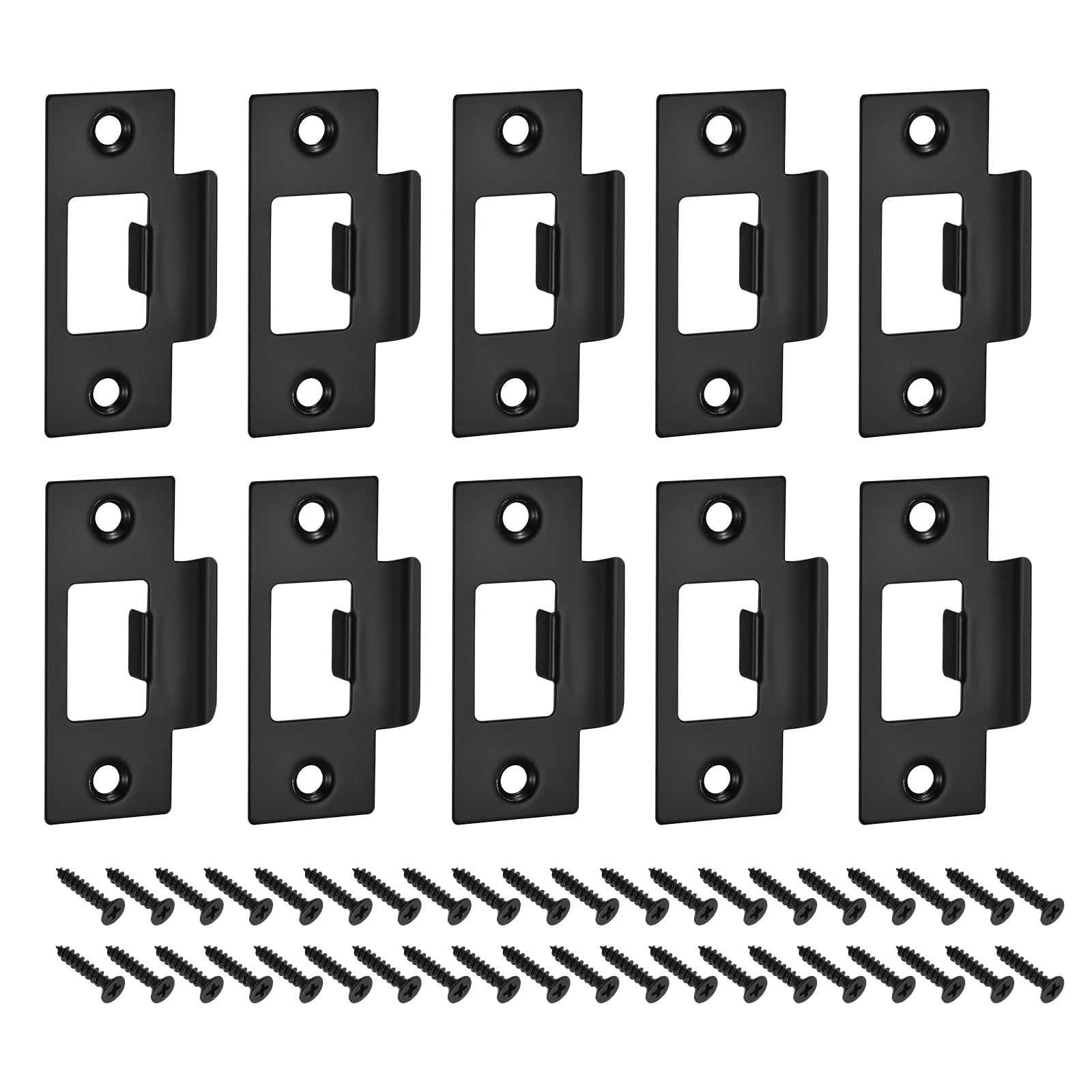 Gâches en acier inoxydable 201 sourcing map pour cadre de porte, lot de 10 plaques 70x40 mm noir