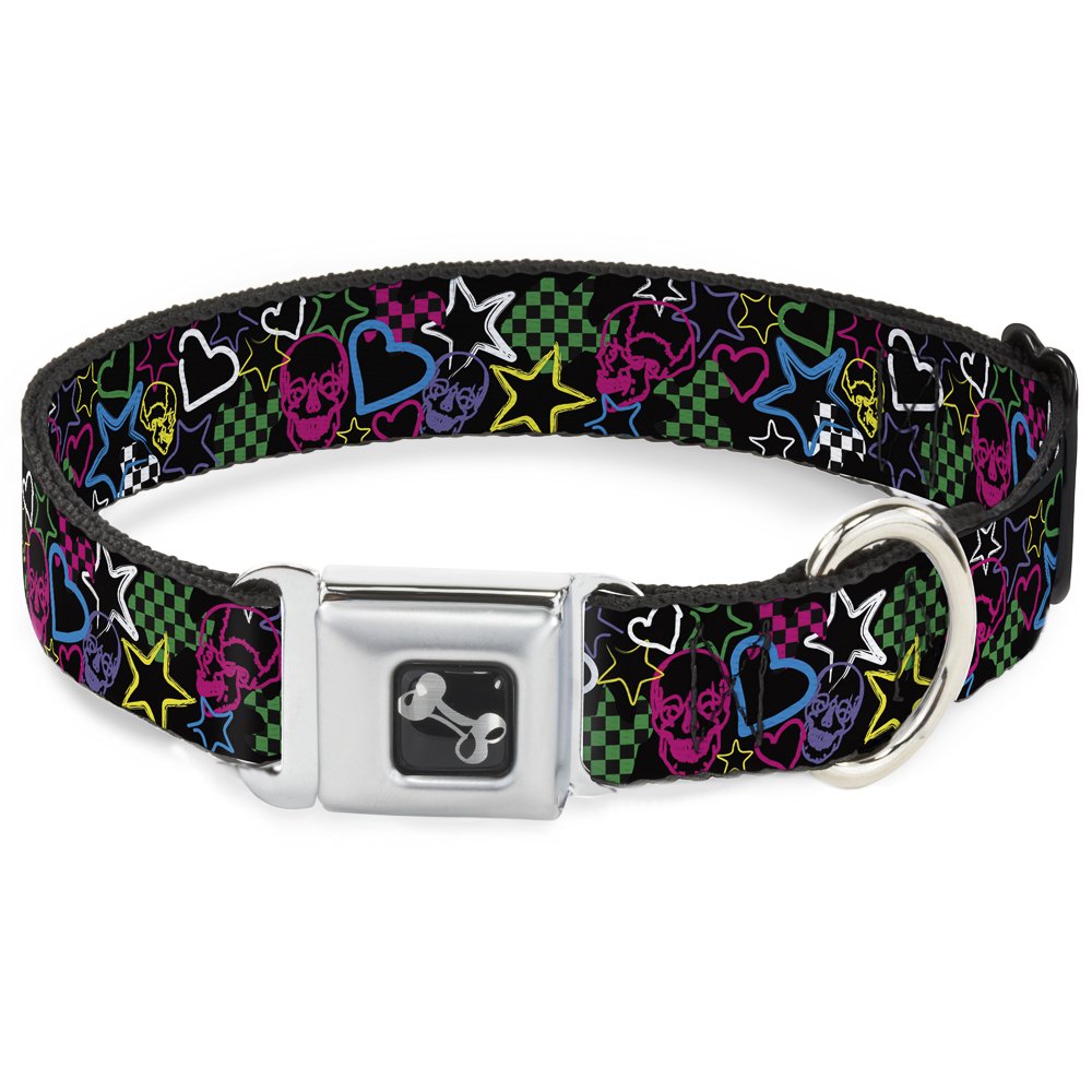 Collier de chien à boucle de ceinture style sketch avec motifs variés