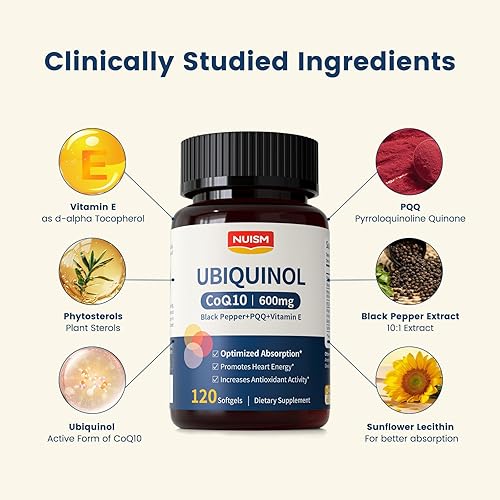 Miniatura 3 de Cápsulas blandas CoQ10 de 600 mg, suplemento de coenzima Ubiquinol Q10, Coq 10 600 mg Vitaminas Máxima absorción, Apoyo antioxidante para la salud
