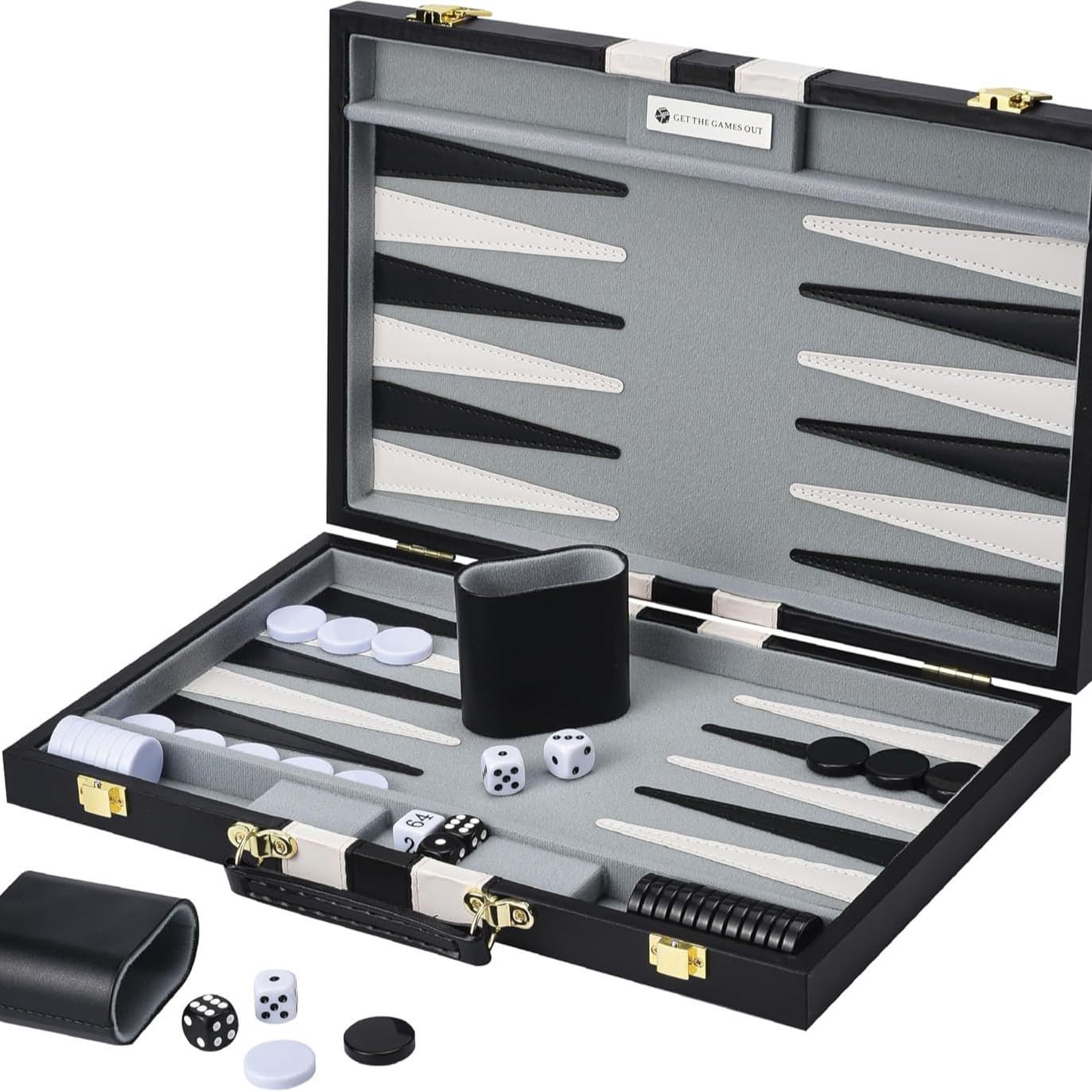 Backgammon portable petit format noir anti-bruit de dés