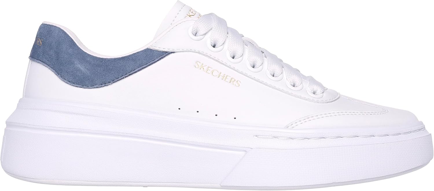 Skechers Women's Cordova Classic-Painted Flora Sneaker, White Blue, 9