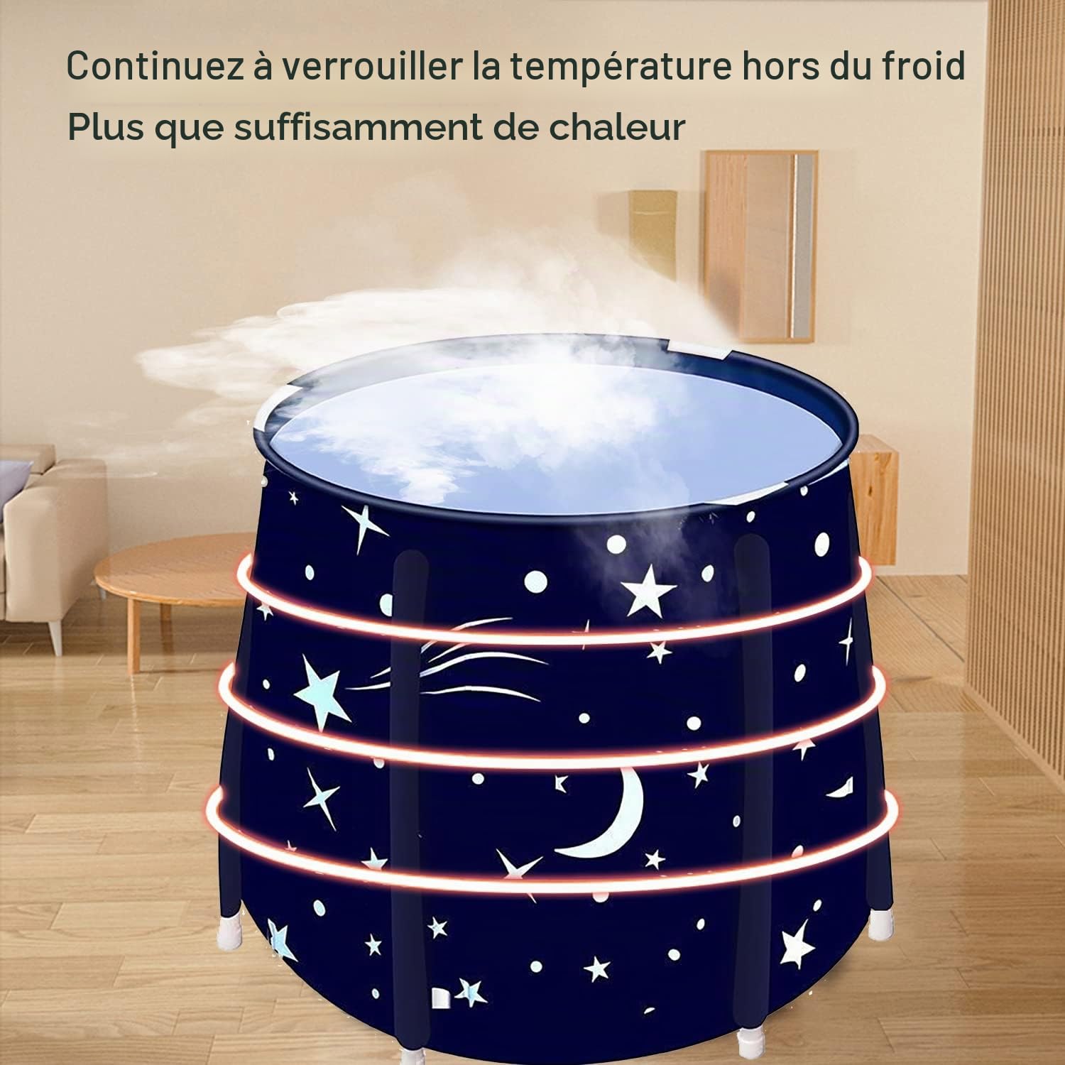Baignoire Pliante pour Adulte, Hauteur 65 cm, Baignoire portable et Pliable avec Montage Rapide pour la Douche, Idéal pour le Bain de Glace & Chaud (Étoile bleu)