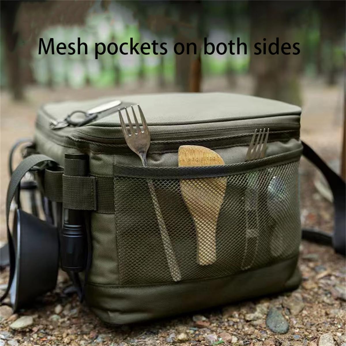 Camping Travel Cooking Utensils Organizer Travel Bag Portable Camping Kitchen Cookware Bag Outdoor Cutlery Storage Bag