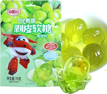 Peelable Fruit Gummy Candy 70g - 3 Flavours Green Grape, White Peach, Grape - Soft Sweets - Juicy & Chewy Asian Snacks - Perfect for Kids & AdultsHealthy Desserts Gr ne Traube