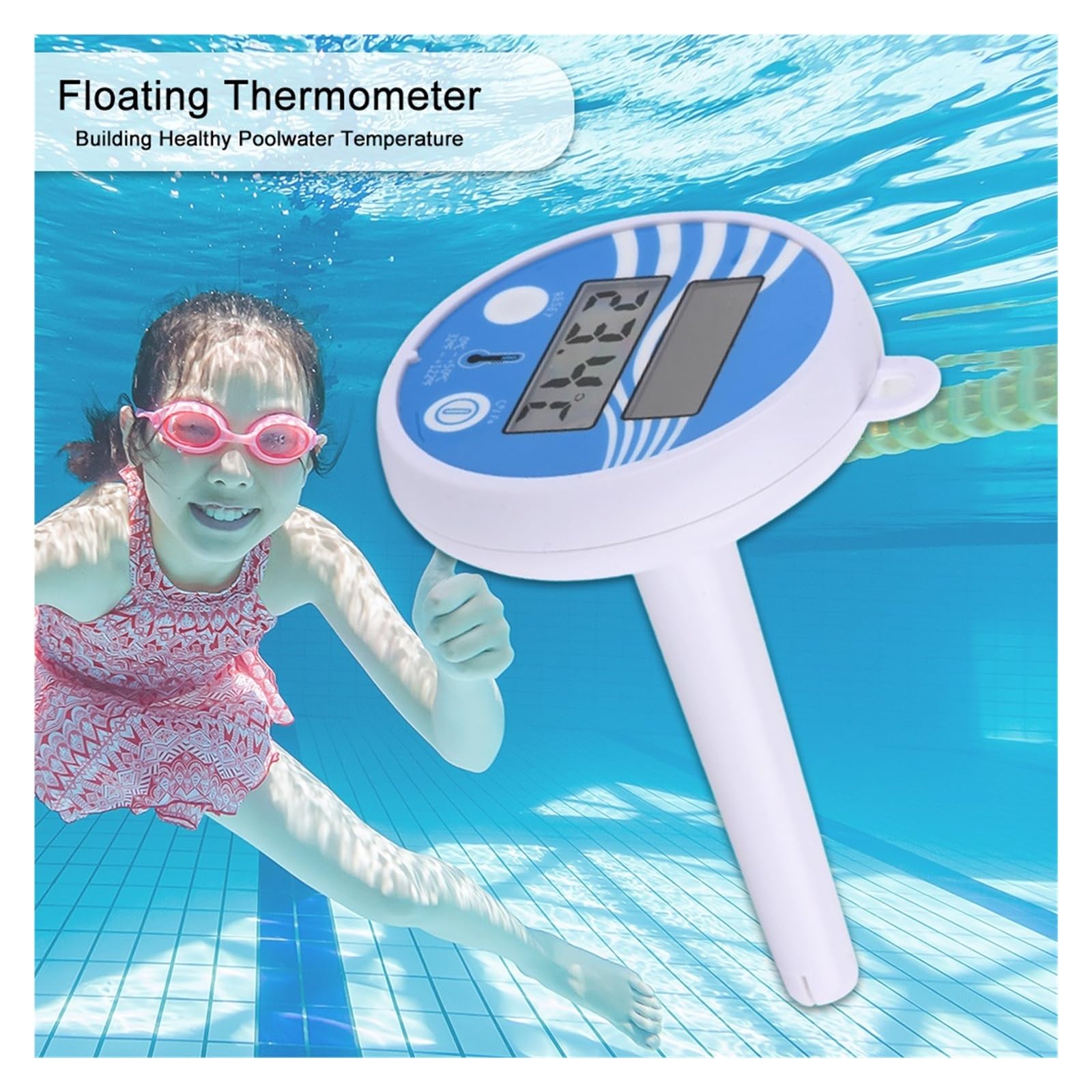 Thermomètre Flottant sans Fil for Piscine, Alimenté par L'énergie Solaire, Multifonction, for Spa, Étang, Mesure De La Température Facile à Utiliser