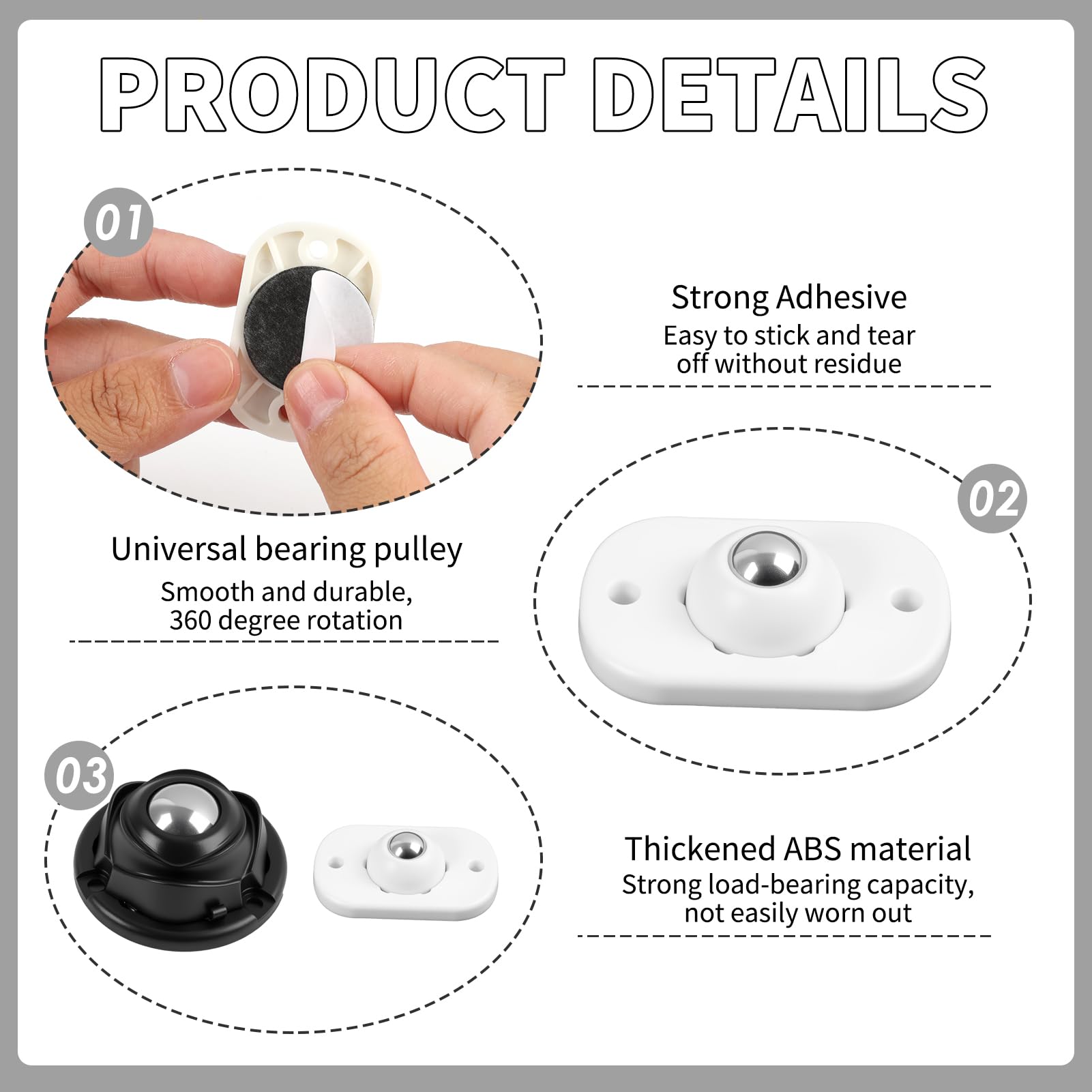 Kiptyg 8 Ruedas Giratorias Adhesivas O Con Tornillos - 150 Kg, Muebles Sin Perforar