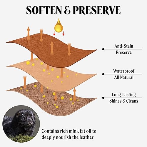 Miniatura 7 de MEKER Aceite de visón para botas de cuero, acondicionador y limpiador de cuero, 3.52 onzas, totalmente natural, impermeable, suaviza y restaura