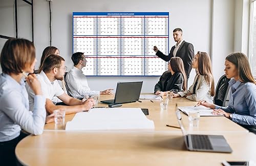 Miniatura 7 de Calendario de pared mensual 2024 grande laminado de borrado en húmedo y seco, tamaño 24 x 36 pulgadas, planificador de pared anual de 12 meses,