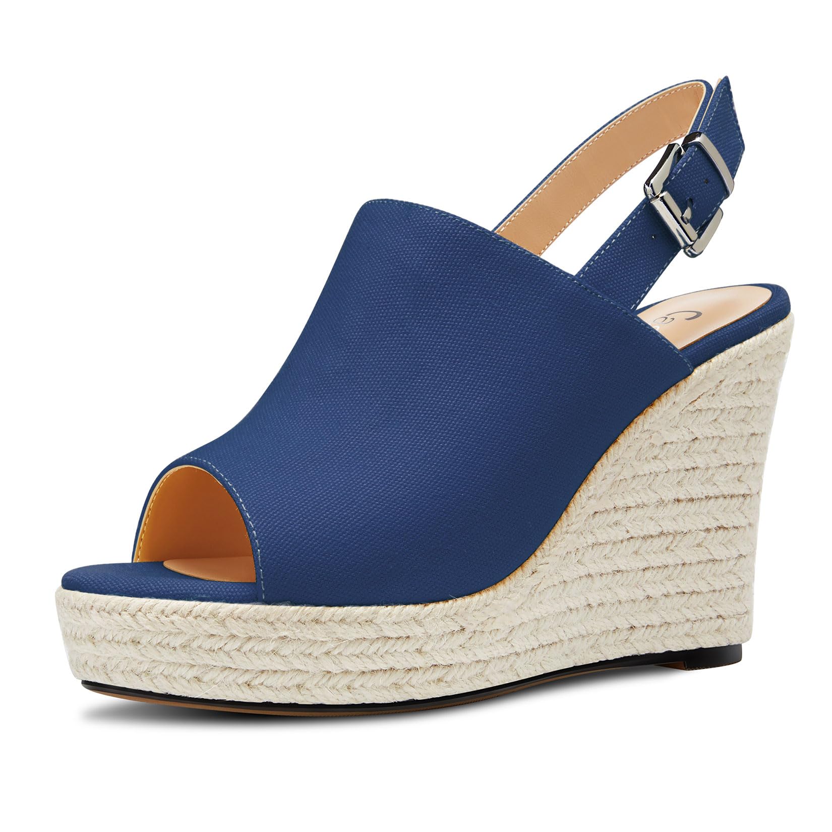 Castamere Mujer Alto High cuña esparto Plataforma Heel Abierta Punta Slip-on Sandalias Slingback Baile Casual Verano 10 CM Heels
