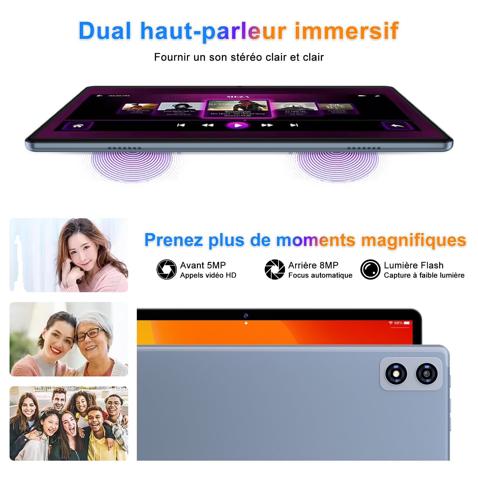 Android Tablette 10 Pouces, 22Go+128Go,Clavier Souris Coque Inclus,Gris