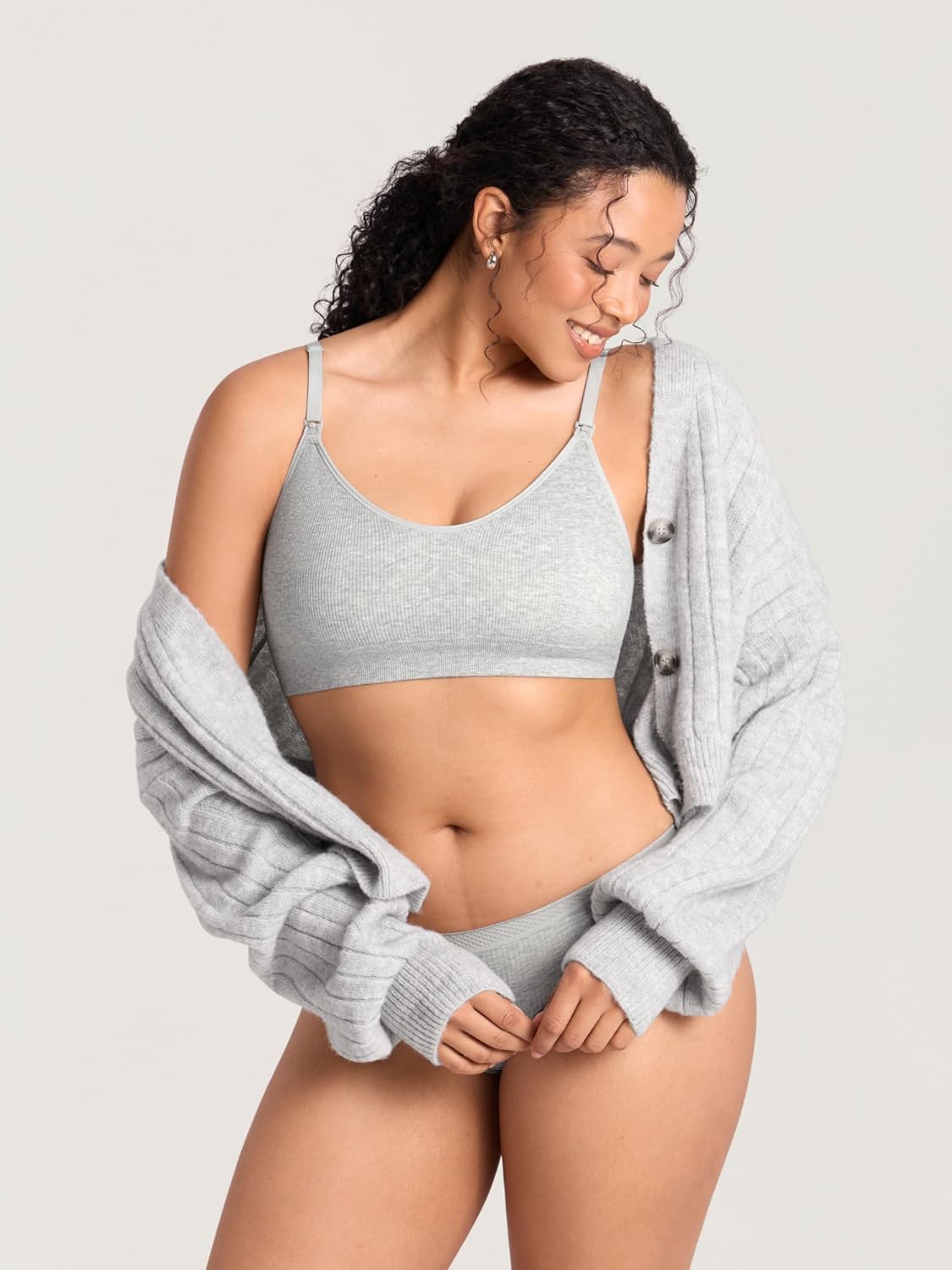 MOMANDA Ribbed Nursing Bras Support Maternity Wireless Bra for Breastfeeding - Image 4