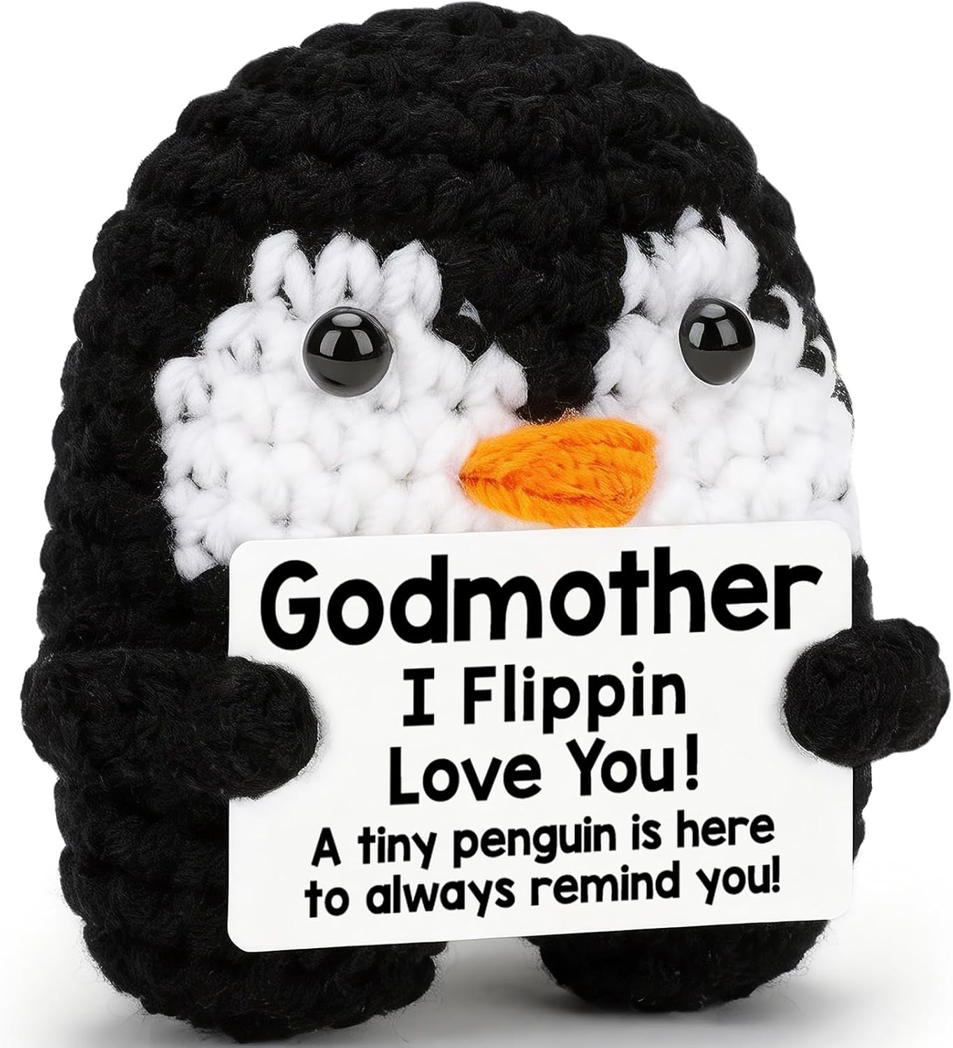 BiuNiuring Birthday Gifts for Bonus Dad from Daughter Son, Handmade Crochet Mini Penguin Father's Day for Father Daddy Dad, Funny I Love You Gift for Dads Small Decor