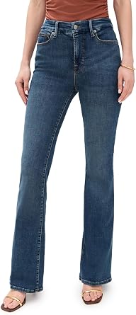 Good American Womens Good Legs Flare Deep V Yoke Jeans